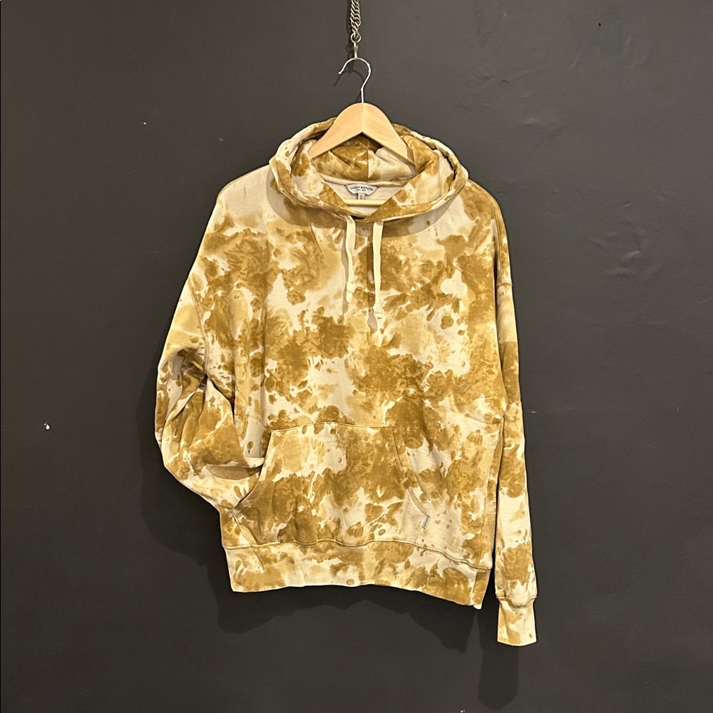 Lucky Brand Tie Dye Hoodie Sweatshirt Brown Beige Size Large